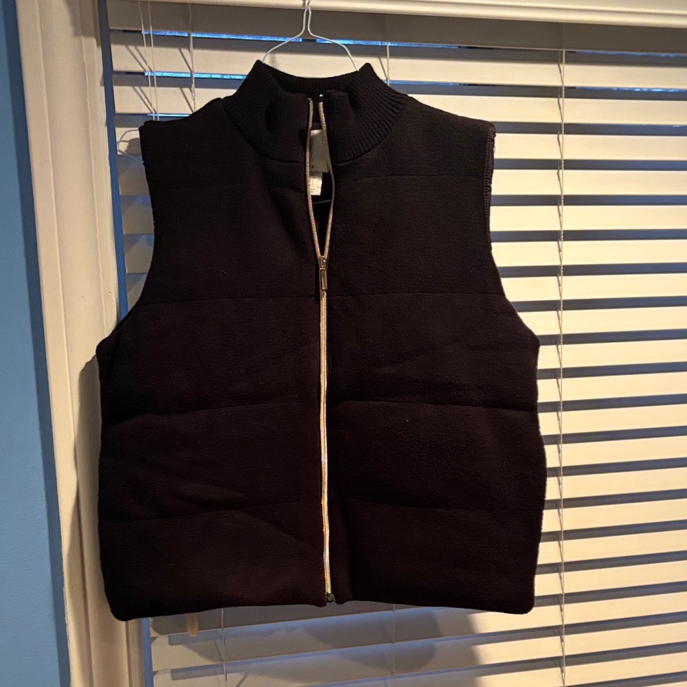 Joie Black Quilted Vest with an Eye-Catching Gold Zipper